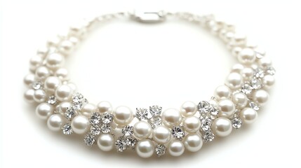 Obraz premium Elegant pearl and crystal jewelry necklace.
