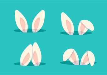 Bunny ears peeking out. Vector illustration