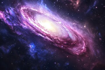 Obraz premium This photo captures a spiral galaxy with stars in the background showcasing the vastness of the universe An unexplored galaxy spotted amidst a vibrant nebula .