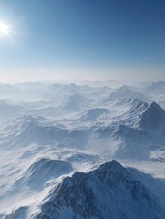 Snowy Mountain Range Aerial View