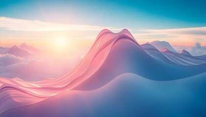 Dreamlike Sunset Over Snowy Mountains