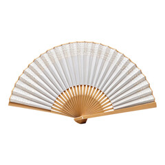 Elegant folding hand fan with intricate design and wooden handle