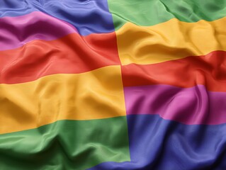 Obraz premium Colorful flag waving, close-up view