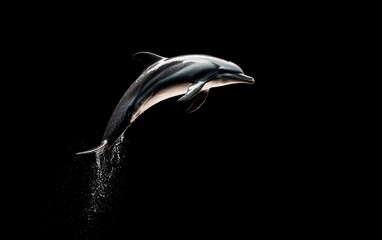 Dolphin Leaping from Dark Water