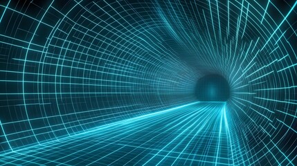 Abstract Futuristic Neon Tunnel