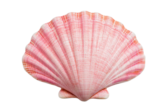 Elegant pink scallop shell with intricate patterns, cut out