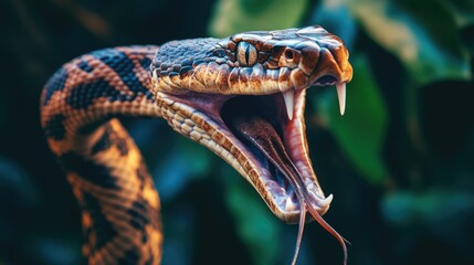 Obraz premium Snake Mouth Open Close Up,