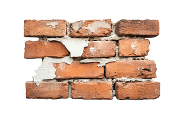 Obraz premium Bricks with peeling plaster in a weathered design, cut out