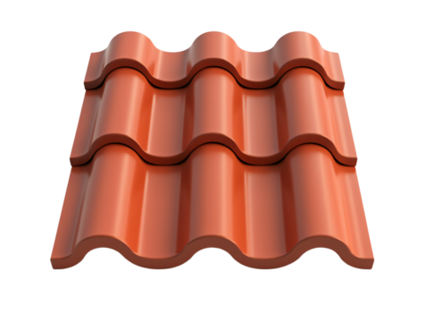  a sample of orange-red clay roof tiles against a white background.