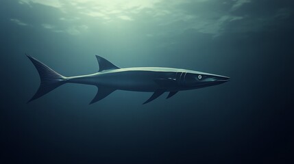 Obraz premium A sleek, streamlined barracuda swimming in open ocean water. 