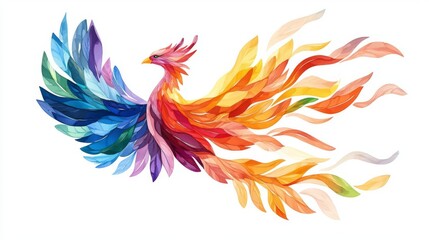 Naklejka premium A vibrant and colorful illustration of a mythical phoenix soaring gracefully.