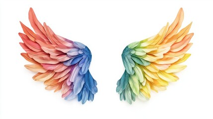 Obraz premium Vibrant rainbow wings symbolizing freedom and creativity in artistic design.