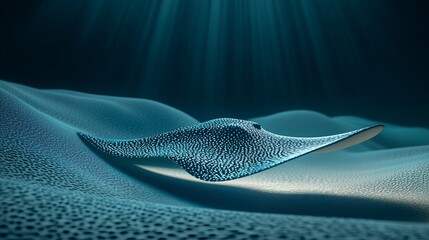 A stingray gracefully gliding along the ocean floor. --ar 16:9 --v 6.1 Job ID: 80ceca23-89f7-4aac-aa3d-499eeef5f050