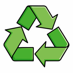 Obraz premium Green recycling symbol with three arrows in a triangular loop