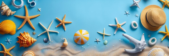 "Beach Vacation Essentials: Chair, Umbrella, and Swimming Ring"