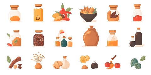 Aromatic Pantry Collection: An inviting assortment of spices, herbs, and seasonings, artfully arranged in jars and bowls, offering a vibrant and flavorful glimpse into the world of culinary delights.