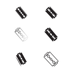 Razor blades, vintage shaving tools, black and white illustration 