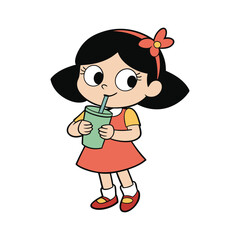 Little girl drinking juice