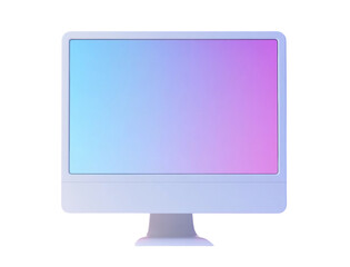 Modern computer monitor with gradient colors, cut out