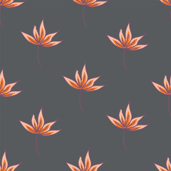 Exotic hand drawn flowers, seamless patterns with floral for fabric, textiles, clothing, wrapping paper, cover, banner, home decor, abstract backgrounds. Vector illustration.