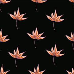 Exotic hand drawn flowers, seamless patterns with floral for fabric, textiles, clothing, wrapping paper, cover, banner, home decor, abstract backgrounds. Vector illustration.