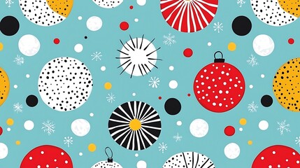 Fototapeta premium Ornaments on blue background, floating, festive pattern. Perfect for holiday cards, gifts, wallpaper