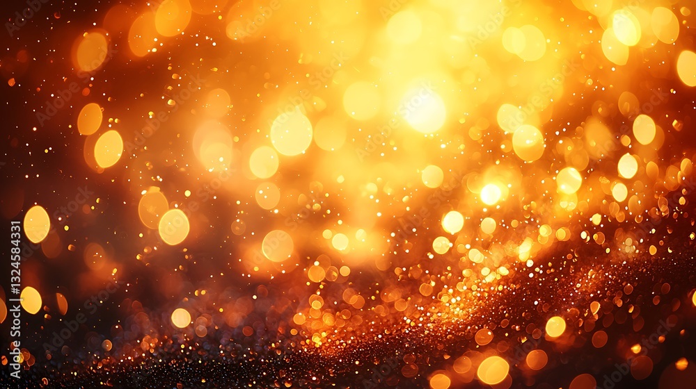 Poster golden bokeh lights background texture