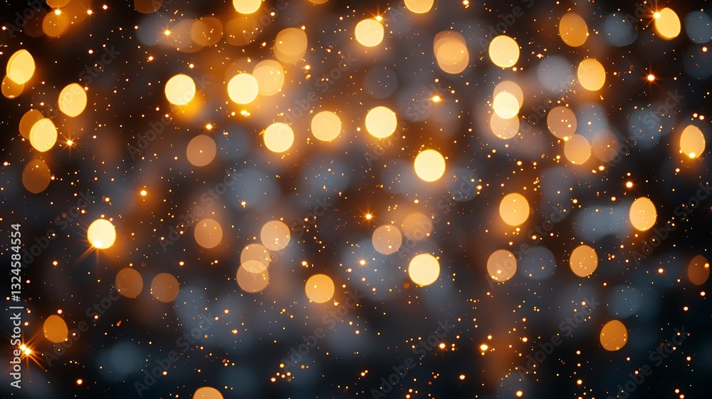 Poster golden bokeh lights dark background texture