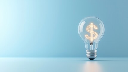 A luminous digital dollar symbol suspended within a modern glowing light bulb symbolizing the bright potential and transformative power of financial innovation and technology in the future economy