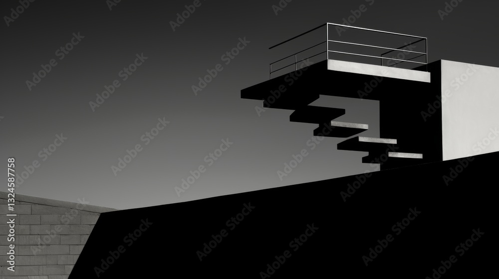 Poster minimalistic modern architecture a clean line design emphasizing light and shadow play