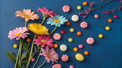 Fototapeta premium easter eggs and flowers