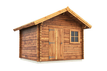 Charming wooden cabin nestled in nature showcasing rustic architecture and natural beauty isolated on transparent background