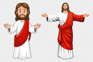 Good Friday, Cartoon Figure in White Robe with Red Sash