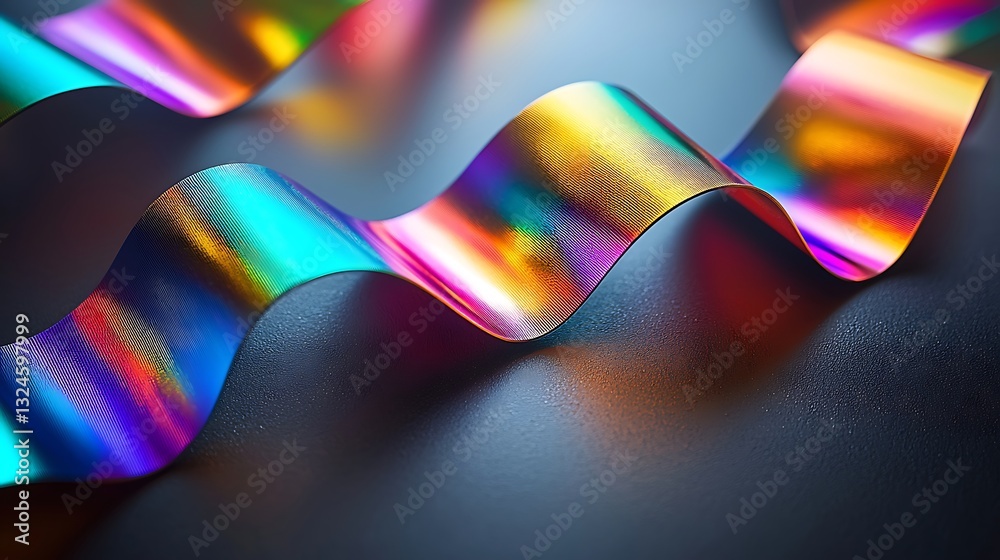 Poster iridescent ribbons abstract background texture