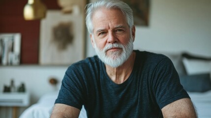 Portrait of a Senior Man with Gray Hair and Beard