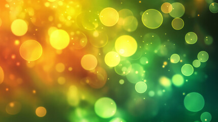 Obraz premium A mesmerizing abstract background of softly blurred light circles in hues of green, yellow, and orange, offering the perfect space for text placement