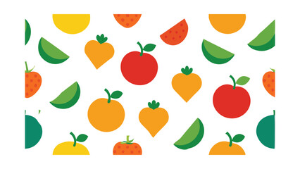 Obraz premium Vibrant Fruit Pattern Apples, Oranges, Limes, and Strawberries