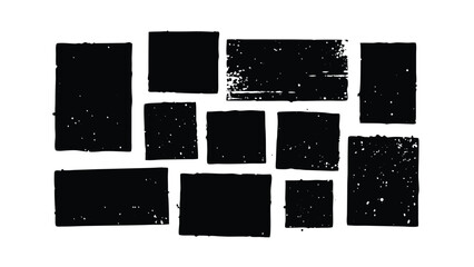 Abstract Black Rectangular Grunge Texture Design Elements Set