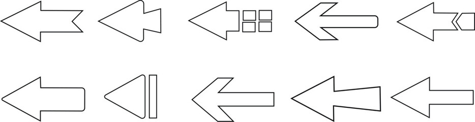 Arrow line vector icons set or collection