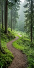 Fototapeta premium Winding path through serene forest