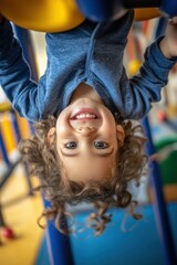 Fototapeta premium Happy child playing in playground in Spring