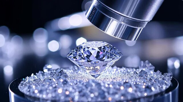 Magnificent diamond under microscope: shimmering gemstones and precise inspection
