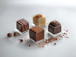 Delightful dessert art featuring exquisite chocolates presented in elegant glass containers