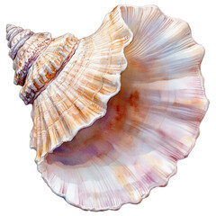 Obraz premium Summer element clipart, Watercolor illustration of conch shell with soft pink hues and intricate details