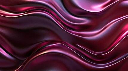 Fototapeta premium Abstract Background of Deep Crimson and Burgundy Silk Drapery with Smooth Waves and Shiny Metallic Texture