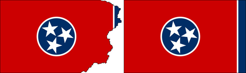 Tennessee State flags vector. Standard flag and with torn edges