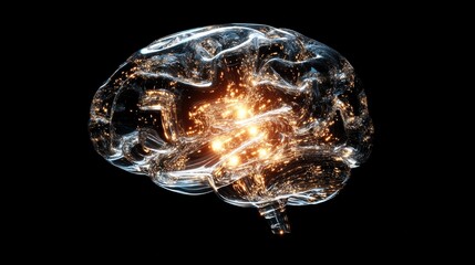 Fototapeta premium A conceptual image of artificial intelligence represented by a glowing digital brain