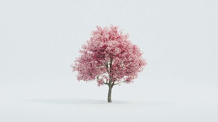 Obraz premium Pink blossom tree, studio, white background, spring