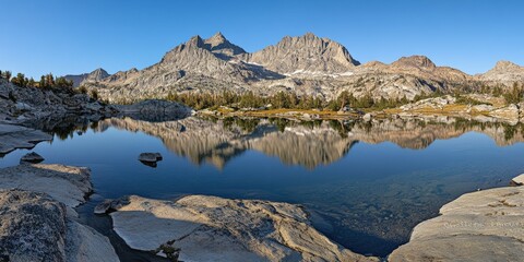 Scenic mountain reflection at dawn