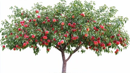 Ripe peach tree orchard summer harvest isolated